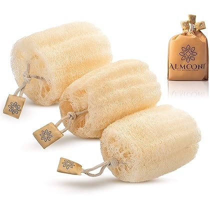 Natural Real Egyptian Shower Loofah Sponge Body Scrubber That Will Get You Clean and Not Just Spread Soap (3 Count(1 Pack))