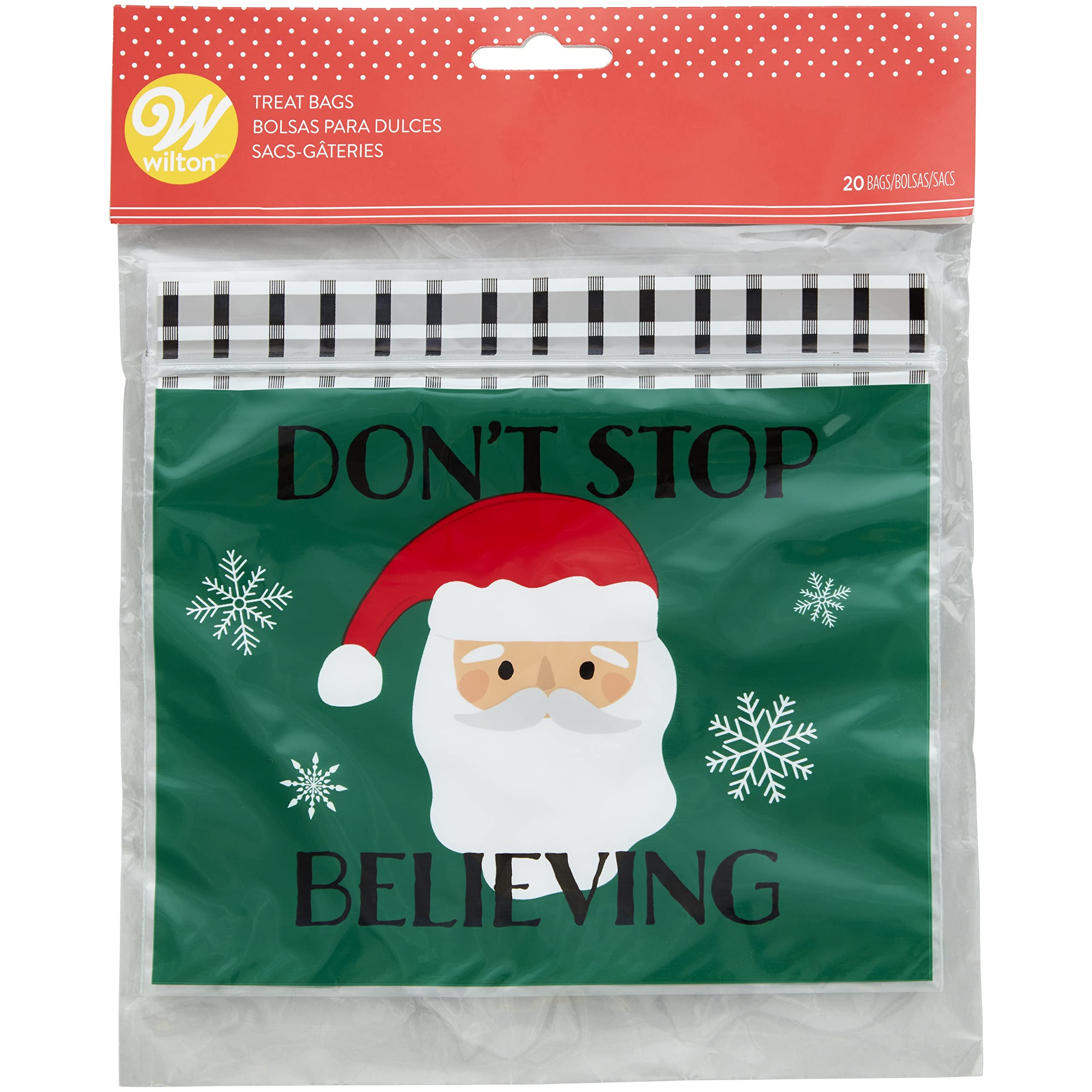 Wilton Resealable Treat Bags 20/Pkg-Santa 'Don't Stop Believing'