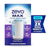 Zevo MAX Flying Insect Trap, Fly Trap Captures Houseflies, Fruit Flies, and Gnats (1 Plug-in Base + 2 Cartridges)