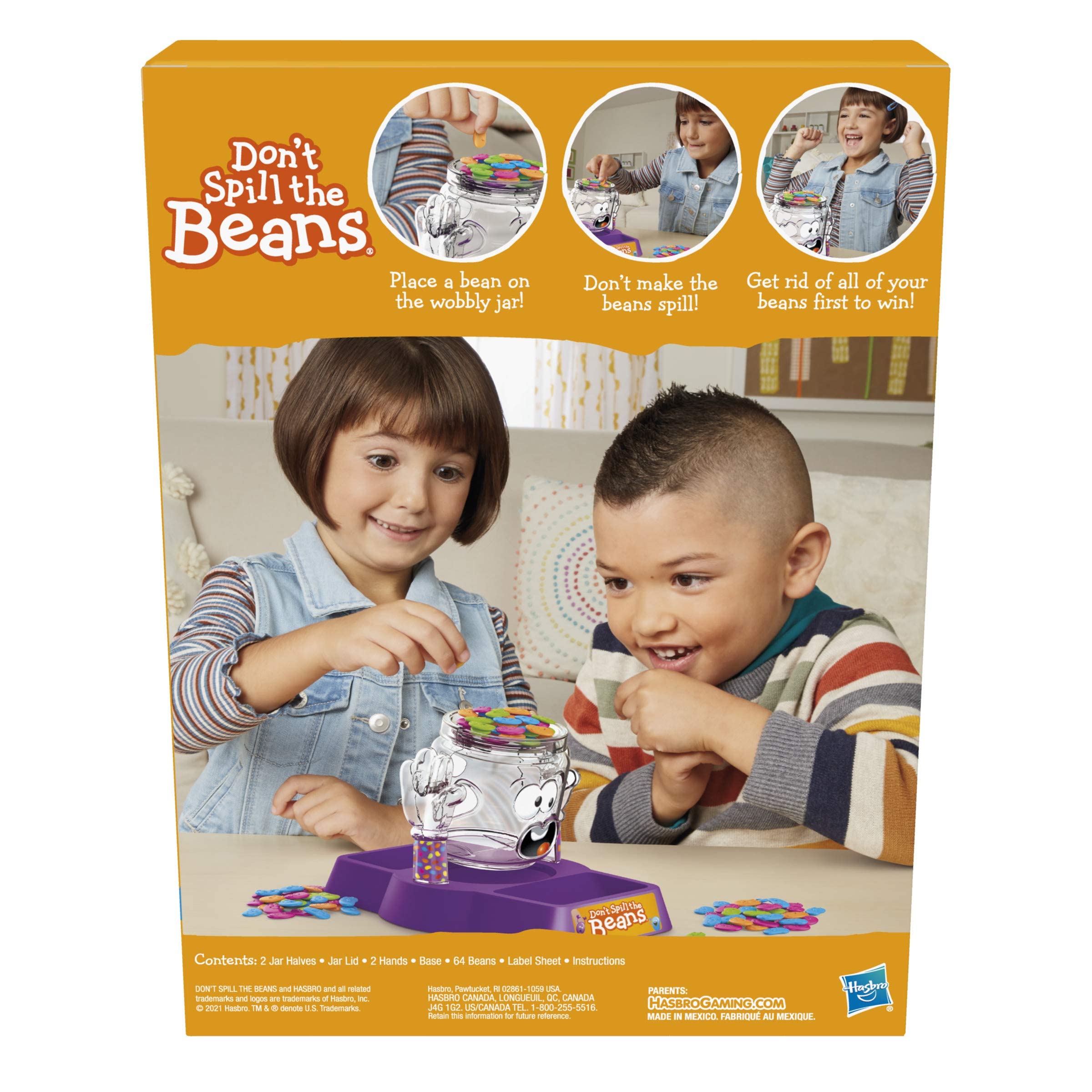 Hasbro Gaming Don't Spill The Beans,Easy and Fun Balancing Game for Kids Ages 3 and Up,Preschool Games for 2 Players,Board Games