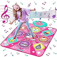 Unicorn Dance Mat, Dance Mixer Rhythm Step Play Mat, Pink Dance Pad with LED Lights, Adjustable Volume, Built-in Music, 5 Game Modes, Xmas B-Day Gifts for 3-12 Years Old Girls Toys