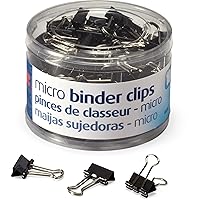 Officemate Micro Size Binder Clips, Black, 100 per Tub (31030)