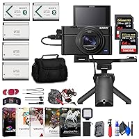 Sony Cyber-Shot DSC-RX100 VII Digital Camera with Shooting Grip Kit (DSC-RX100M7G) + 2 x 64GB Card + Case + 3 x NP-BX1 Battery + Card Reader + LED Light + Corel Photo Software + More (Renewed)