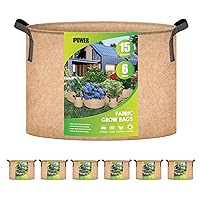 iPower Plant Grow Bag 15 Gallon 6-Pack Heavy Duty Fabric Pots, 300g Thick Nonwoven Fabric Containers Aeration with Nylon Handles, for Planting Vegetables, Fruits, Flowers, Tan 2024 Version