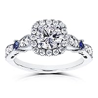 Kobelli Diamond and Sapphire Vintage Style Halo Engagement Ring 1 1/5 CTW in Platinum (Certified)
