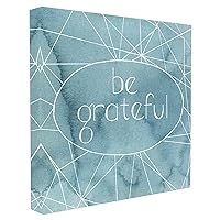 Stupell Industries Be Grateful Blue Watercolors Canvas Wall Art, 17 x 17, Multi-Color