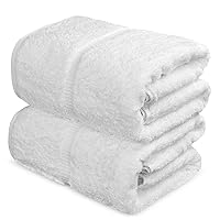 Premium Turkish Cotton Super Soft and Absorbent Towels (2-Piece Bath Sheet Towel, White)