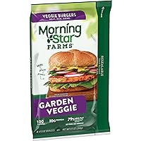 MorningStar Farms Veggie Burgers, Vegan Plant Based Protein, Frozen Meal, Garden Veggie, 9.5oz Bag (4 Burgers)
