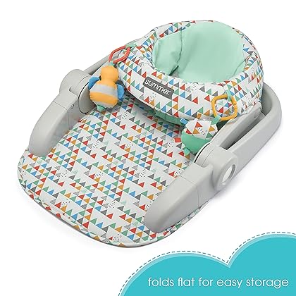 Summer® Learn-to-Sit™ 2-Position Floor Seat (Funfetti Neutral) – Sit Baby Up in This Adjustable Baby Activity Seat Appropriate for Ages 4-12 Months – Includes Toys