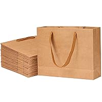 Moretoes 30Pcs Kraft Paper Bags Brown Gift Bags 10.6x3.1x8.3 with Handles Small Kraft Paper Bags Brown Paper Bags with Cloth Handles, Shopping Bags, Merchandise Bags, Party Bags, Wedding Party Bags