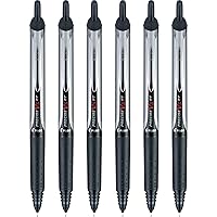 Precise V5 RT Refillable & Retractable Rolling Ball Pens, Extra Fine Point 0.5 mm, Black, Pack of 6
