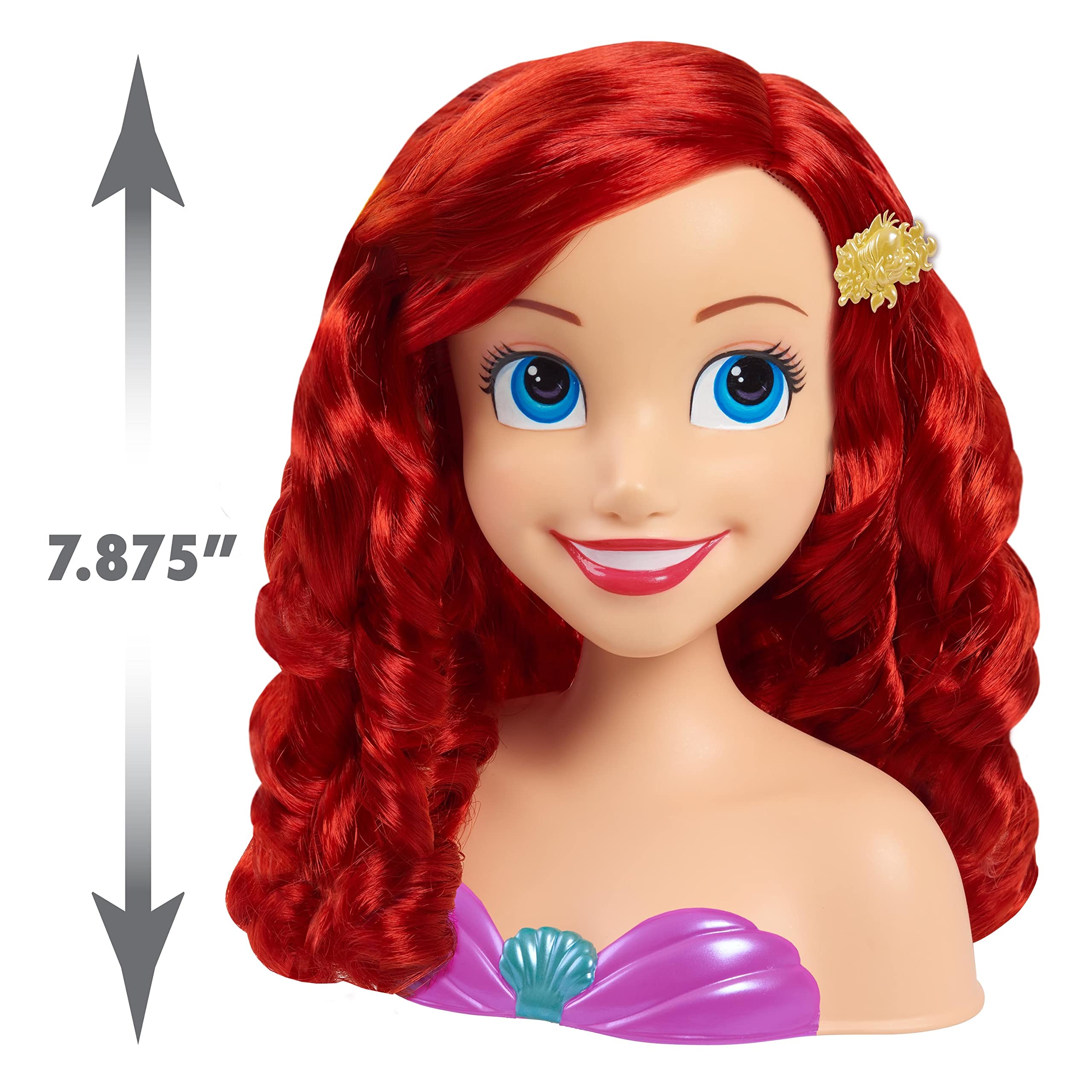 Disney Princess Ariel Styling Head, 18-pieces, Pretend Play, Officially Licensed Kids Toys for Ages 3 Up, Gifts and Presents by Just Play