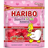 Haribo Gummi Candy | Valentine's Day Limited Edition | Sweet & Sour Hearts | Strawberry, 9 oz