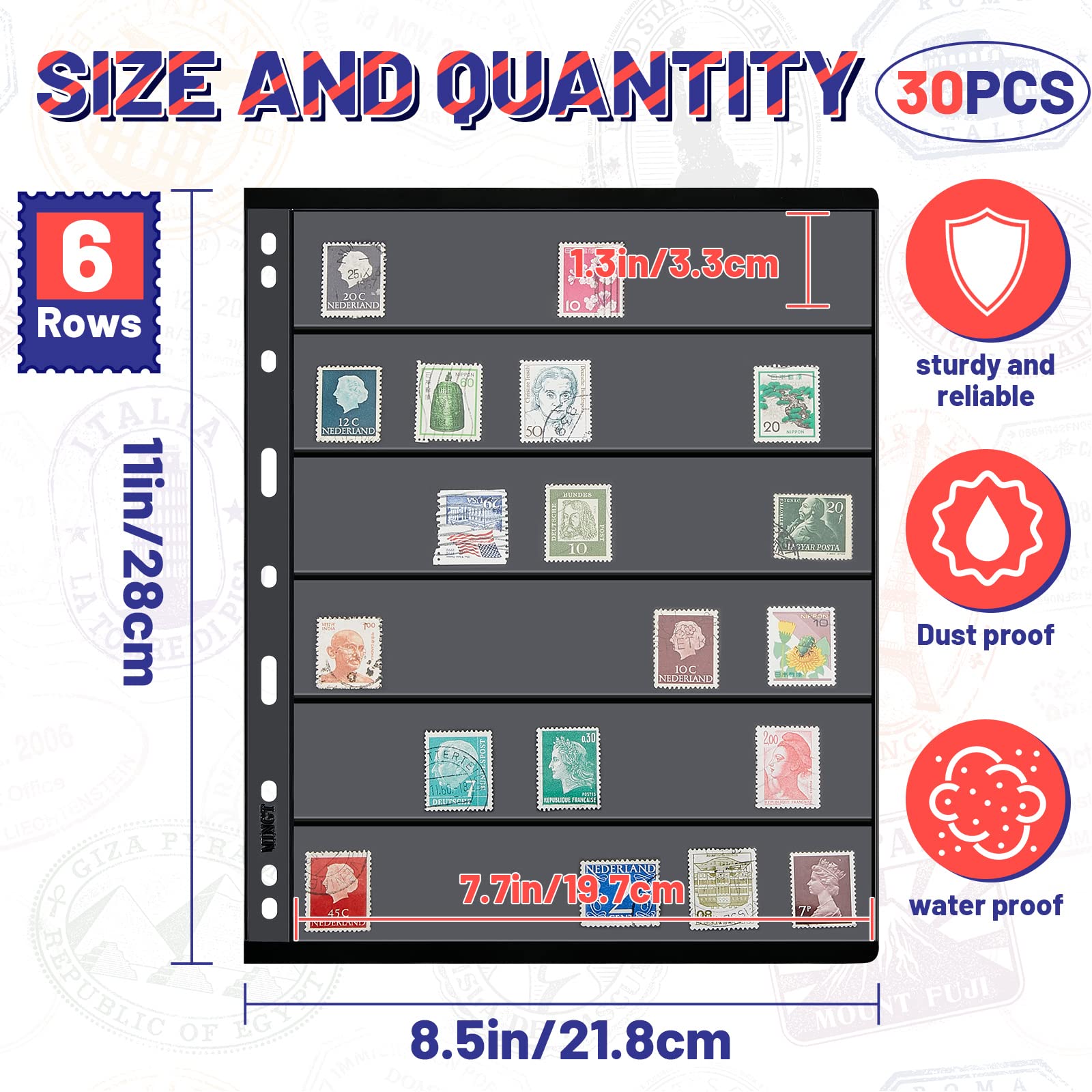 Mua 30 Pieces Stamp Pages Collector Stamp Album Page Stamp Pages for Stamp  Album Binder with Standard Hole Binder Sleeves for Stamp Collectors (6  Rows) trên Amazon Mỹ chính hãng 2023 Giaonhan247