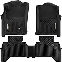 OEDRO Floor Mats Compatible with 2005-2011 Toyota Tacoma Double Cab, Custom Fit Front & 2nd Seat 2 Row Floor Liner Set - Black TPE All Weather Protection Car Mats TPE Accessories