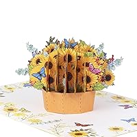 Pop Up Card, Greeting Card, Sunflower Basket, For Mother's Day, Fathers Days, Anniversary Card, Birthday Card, Love Card, Valentine Cards, Thank You Card, All Occasions