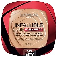 Makeup Infallible Fresh Wear Foundation in a Powder, Up to 24H Wear, Waterproof, Golden Beige, 0.31 oz.