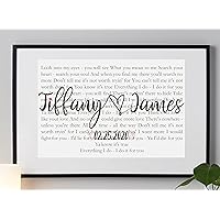Custom Song Framed Personalized Lyrics Print Photo Canvas Special Anniversary First Dance Wedding Valentine Gift