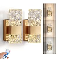 Battery Operated Wall Sconce Set of 2 Gold Rechargeable Battery Powered 10000mAh Wall Light Indoor Not Hardwired Remote Control Dimmable Wall Lamp Fixtures for Bedroom Living Room