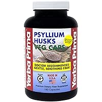 Yerba Prima Psyllium Husks, 180 Veg Capsules (625mg) - Vegan, Non-GMO, Gluten Free, Colon Cleanser, Daily Fiber Supplement for Gut Health & Regularity