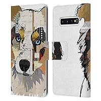 Officially Licensed Michel Keck Australian Shepherd Dogs 3 Leather Book Wallet Case Cover Compatible with Samsung Galaxy S10