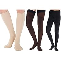 (9 Pairs) Made in USA - Graduated Opaque Compression Pantyhose 20-30mmHg - Firm Compression Tights for Circulation - Hi Waist Support Stockings Hose - Black & Tan & Brown, X-Large