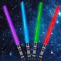 4 Pack 4 Colors Light up Saber, LED Light Swords with FX Sound(Motion Sensitive) and Realistic Handle, Expandable Light up Toy for Kid Adult, Warriors and Galaxy War Fighter, Halloween Party Xmas Gift