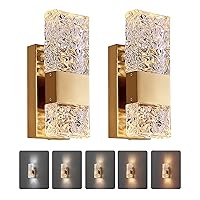 Wall Sconces Set of Two, Modern Wall Lights 3000K-6000K Dimmable LED Crystal Lights with Wireless Lights for Bedroom, Living Room, Hallway, Bathroom Vanity Fixtures