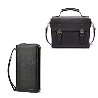 Vintage Leather Shoulder Bag For Women Top Handle Briefcase Fit A4 Paper