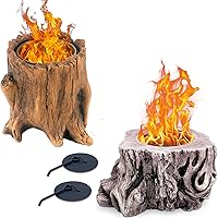 SISETOP 2PCS Tree Stump Table Top Firepit Indoor Alcohol Fireplace, Portable Table Top Firepit Bowl for Outdoor, Camping, Outside, Patio