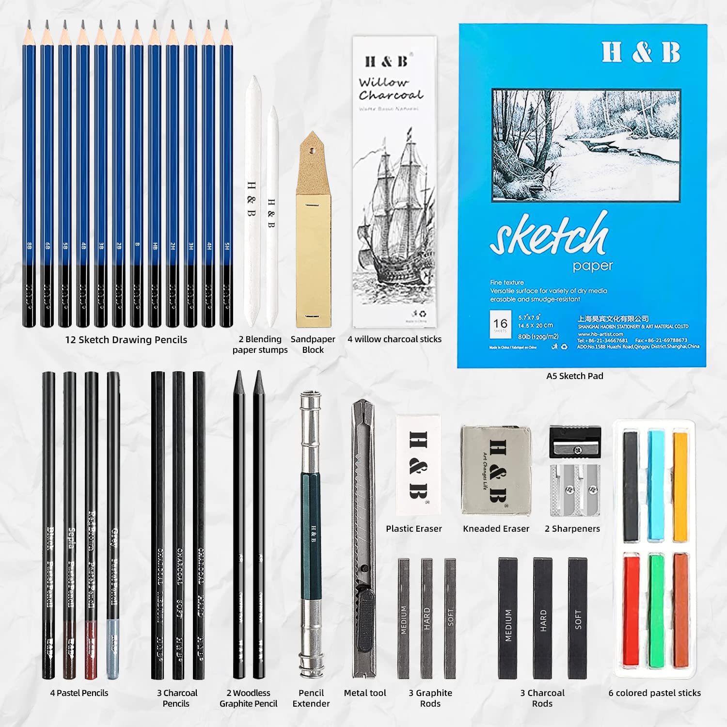 Sketch Pencil Set Professional Sketching Drawing Kit Wood Pencil Bags  27/39pcs | eBay