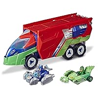 PJ Masks PJ Launching Seeker Preschool Toy, Transforming Vehicle Playset with 2 Cars, 2 Action Figures, and More, for Kids Ages 3 and Up, Red