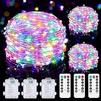 Mlambert 3 Pack 33FT Fairy Lights Battery Operated with Remote and Timer, Dimmable Waterproof 8 Modes Twinkle Lighting for Girl Room Decor-Multicolor