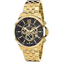 LOUIS XVI Athos 800 Men's Analogue Quartz Chronograph Watch with Stainless Steel Strap in Gold, Black and Carbon