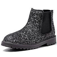 Girls Glitter Ankle Boots Low Heels Cute Boot Shoes for Toddler Little Kid