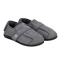 Men's Wide 80-D Memory Foam Diabetic Slippers with Adjustable Closures Breathable Washable Indoor/Outdoor House Shoe w/Anti Slip Sole