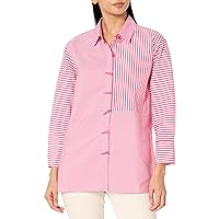 Women's Turn Up Cuff Three Quarters Sleeve Button Front Shirt