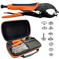Heavy Duty Snap Fastener Tool kit, Punching Function, Snap Button Tool with Adjustable Setter, 15mm snap Tool Includes 40 Sets Marine Snaps