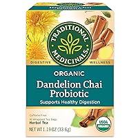 Tea, Organic Dandelion Chai Probiotic, Supports Healthy Digestion, 16 Tea Bags