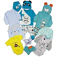 TIMATAMA Little Panda Newborn Boy Set (1-2 months) - Jackets, Footed Pants, Bibs, Mittens, Beanies, Bodysuits, Booties
