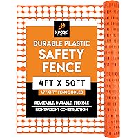 Xpose Safety Orange Safety Privacy Fence - 4' x 50' - Garden Netting, Fencing Screen for Yard, Outdoor Snow, Dog and Pet Fence, Chicken Enclosure - Barrier Protection for Deer, Rabbit, Small Animal