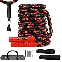 Heavy Battle Rope, Exercise Training Rope with Anchor Strap, Wall Hanger Kit-100% Poly Dacron Workout Rope/Undulation Ropes for Full Body Strength Training - 1.5