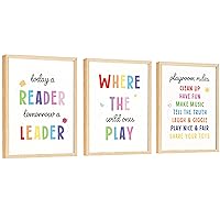EXCOOL CLUB Kids Playroom Wall Decor - 12x16 Toddler Playroom Sign Reading Area Decor, Homeschool Wall Art Prints, Colorful Nursery Play Room Rules Posters for Classroom Library Decorations (UNFRAMED)
