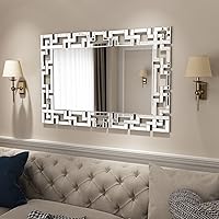 Decorative Large Rectangle Mirror for Wall - Grecian Venetian Mirror for Bedroom, Living Room, Bathroom and Hotel (W 31.5