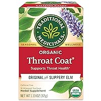 Traditional Medicinals Organic Throat Coat Herbal Tea, Supports Throat Health, (Pack of 2) - 32 Tea Bags Total