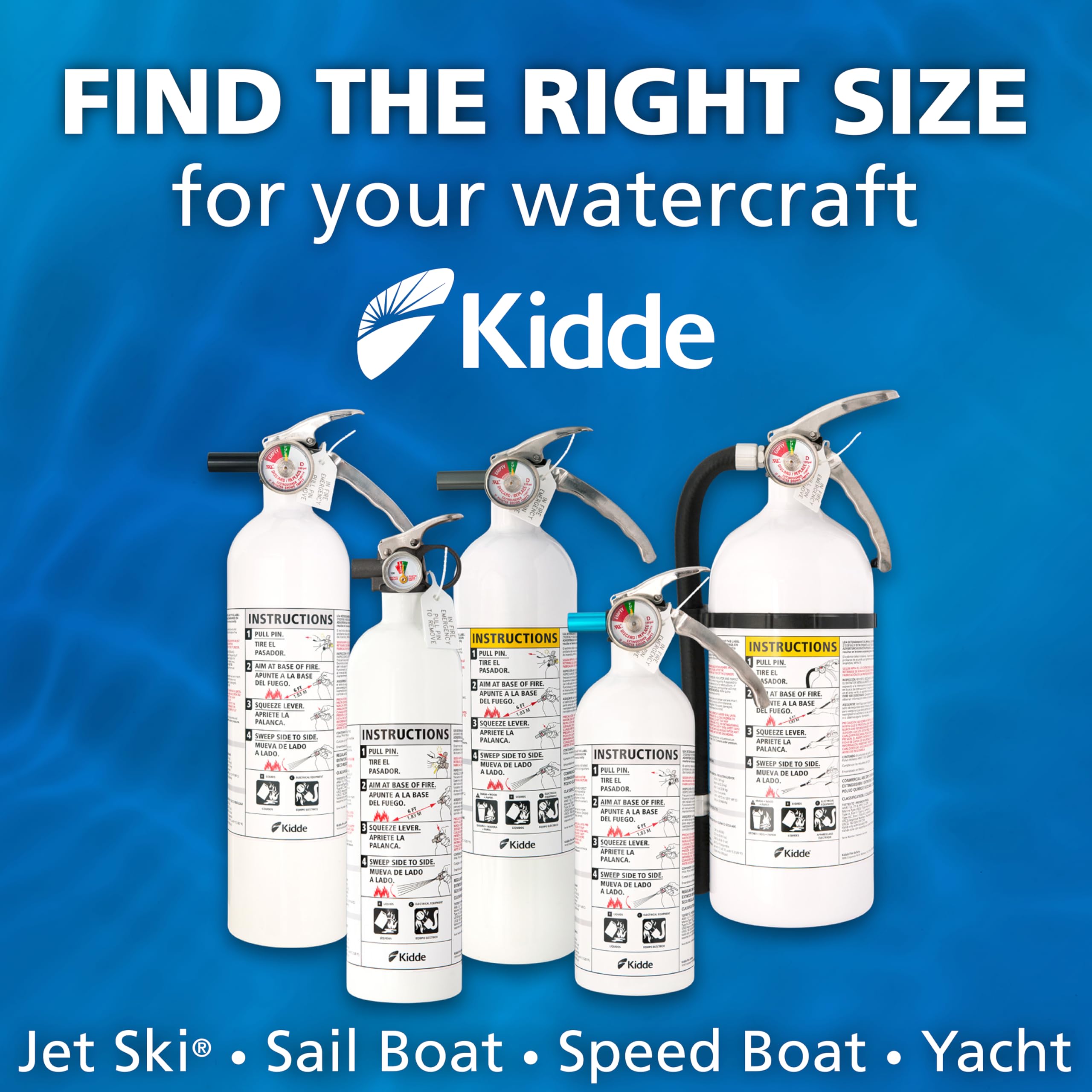 Kidde Mariner PWC Marine Fire Extinguisher for Boats, 5-B:C, 3.3 Lbs., Coast Guard Approved, Mounting Bracket (Included), White