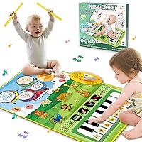 PRAGYM 1 Year Old Girl Birthday Gift, 2 in 1 Baby Musical Toys for 1 Year Old, Toddler Piano & Drum Mat with 2 Sticks as Early Educational Toys, First Birthday Gifts for 1 2 Year Old Girls & Boys