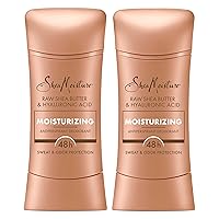 Antiperspirant Deodorant Stick Moisturizing Raw Shea Butter & Hyaluronic Acid 2 Count for 48HR Sweat & Odor Protection with No Parabens & No Mineral Oil 2.6 oz