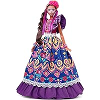Signature Doll, 2022 Dia De Muertos Collectible, Traditional Ruffled Dress with Flower Crown & Calavera Face Paint