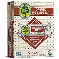 Happy Village Organic Fig & Nut Bars, DATE | Only 3 Ingredients, Gluten Free, No Added Sugar, Kosher, Non-GMO, Vegan, Good Source of Fiber | Organic Healthy Snack Bars (16 bars, 1.4 OZ each)